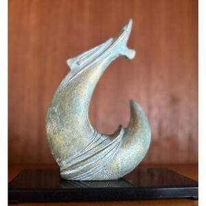 Vintage Japanese Dragon Metal Sculpture, Sotaro Saegusa Small Zodiac Decor